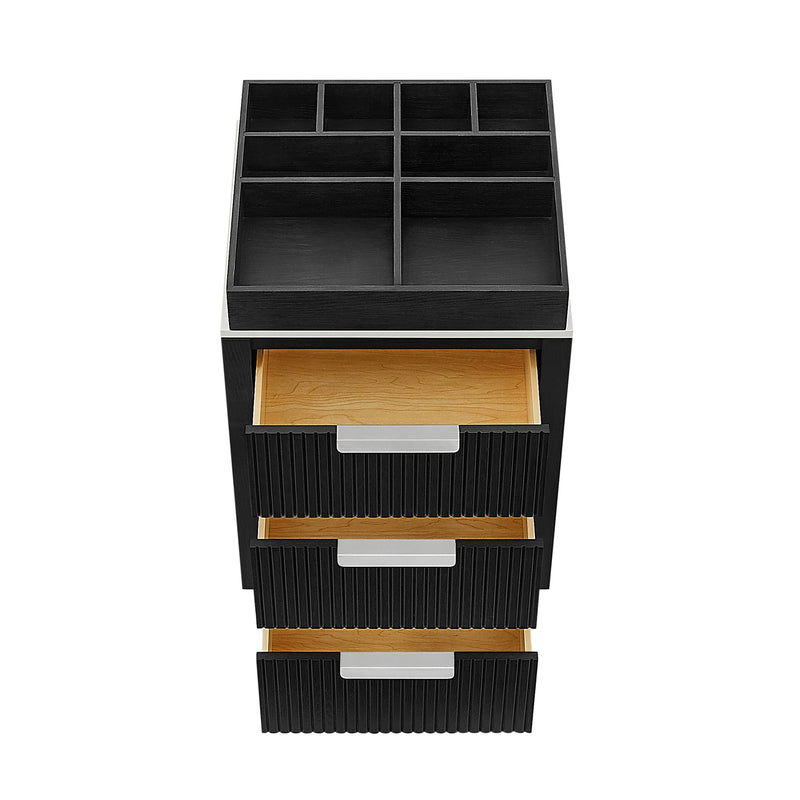 Vinnova 704924-OK-PQ Santarem 24" Oak Weathered Black Partitioned Storage Cabinet