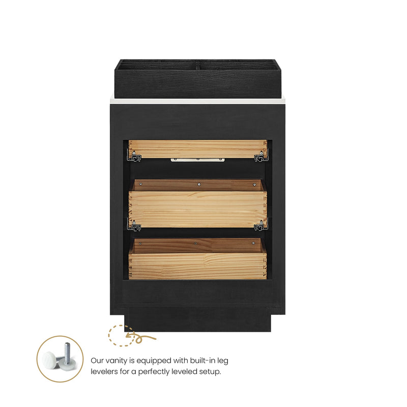 Vinnova 704924-OK-PQ Santarem 24" Oak Weathered Black Partitioned Storage Cabinet