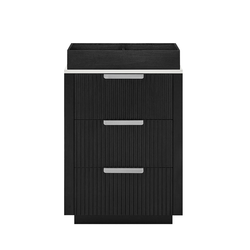 Vinnova 704924-OK-PQ Santarem 24" Oak Weathered Black Partitioned Storage Cabinet