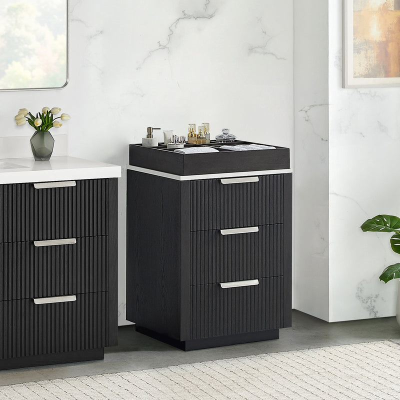 Vinnova 704924-OK-PQ Santarem 24" Oak Weathered Black Partitioned Storage Cabinet