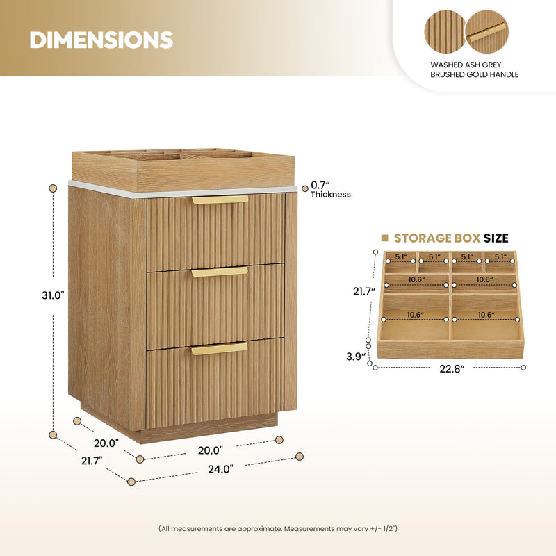 Vinnova 704924-WA-PQ Santarem 24" Washed Ash Grey Partitioned Storage Cabinet