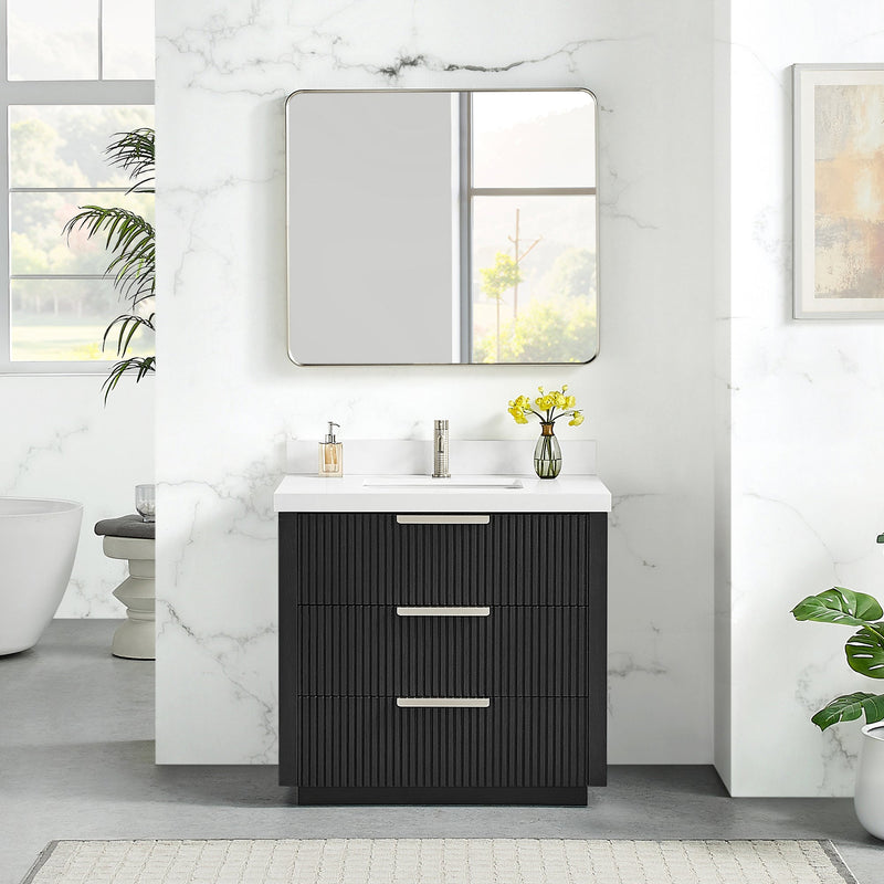 Vinnova 704936-OK-PQ Santarem 36" Single Bath Vanity in Oak Weathered Black