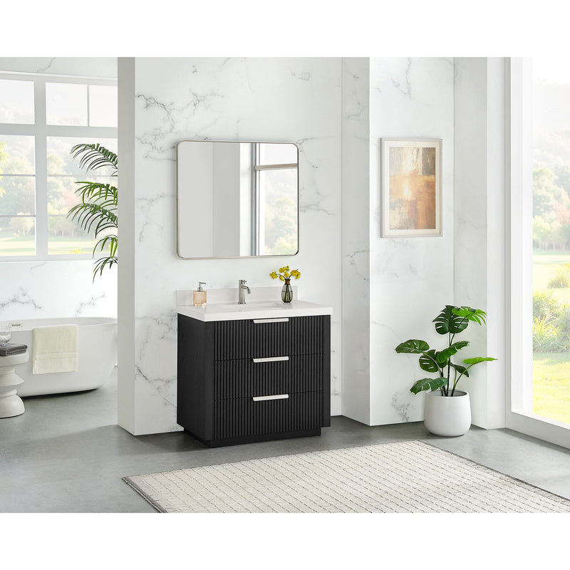 Vinnova 704936-OK-PQ Santarem 36" Single Bath Vanity in Oak Weathered Black