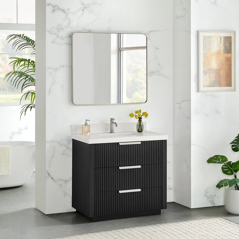Vinnova 704936-OK-PQ Santarem 36" Single Bath Vanity in Oak Weathered Black