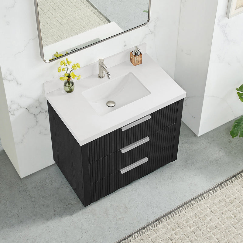 Vinnova 704936-OK-PQ Santarem 36" Single Bath Vanity in Oak Weathered Black