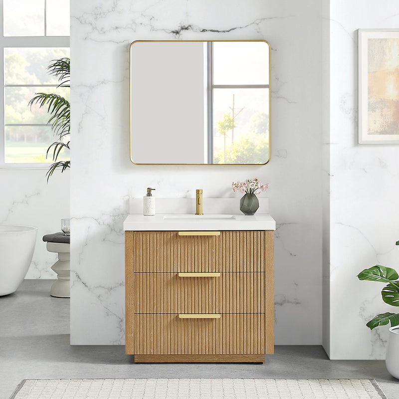Vinnova 704936-WA-PQ Santarem 36" Single Bath Vanity in Washed Ash Grey