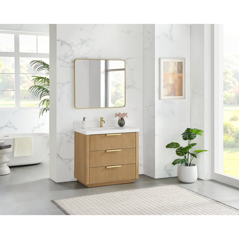 Vinnova 704936-WA-PQ Santarem 36" Single Bath Vanity in Washed Ash Grey