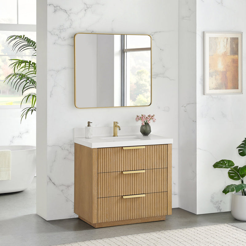 Vinnova 704936-WA-PQ Santarem 36" Single Bath Vanity in Washed Ash Grey