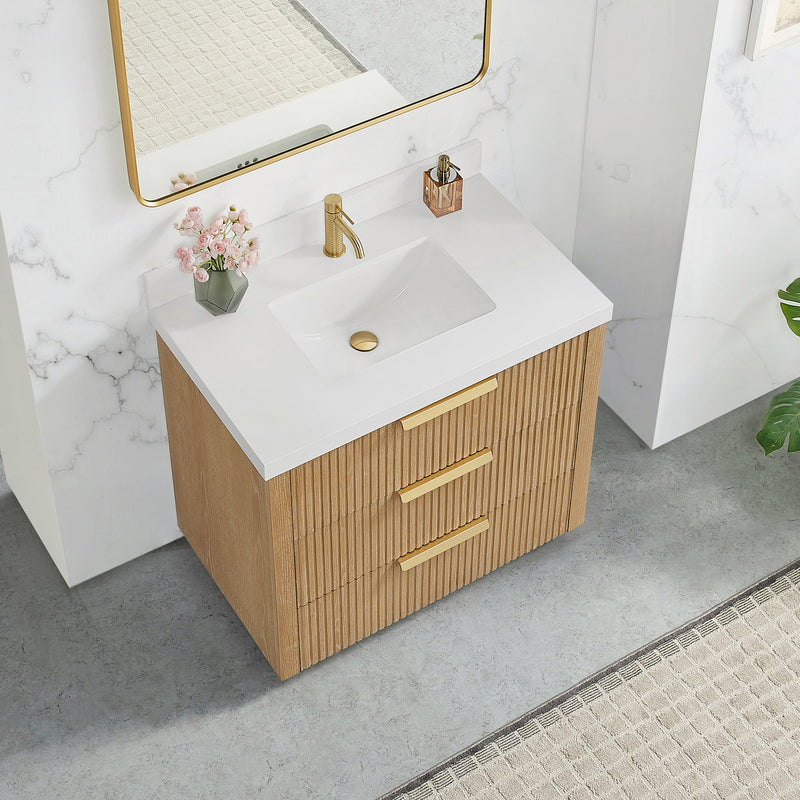 Vinnova 704936-WA-PQ Santarem 36" Single Bath Vanity in Washed Ash Grey