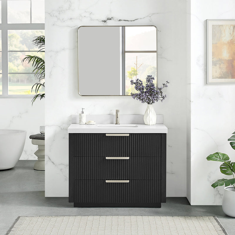 Vinnova 704942-OK-PQ Santarem 42" Single Bath Vanity in Oak Weathered Black