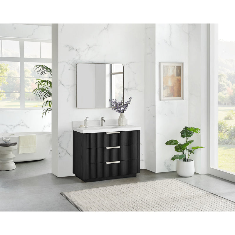 Vinnova 704942-OK-PQ Santarem 42" Single Bath Vanity in Oak Weathered Black