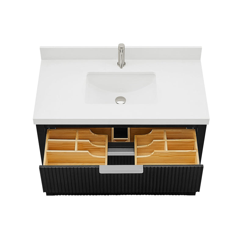 Vinnova 704942-OK-PQ Santarem 42" Single Bath Vanity in Oak Weathered Black