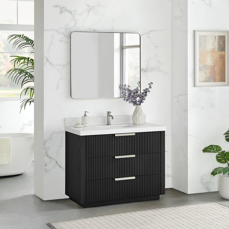 Vinnova 704942-OK-PQ Santarem 42" Single Bath Vanity in Oak Weathered Black