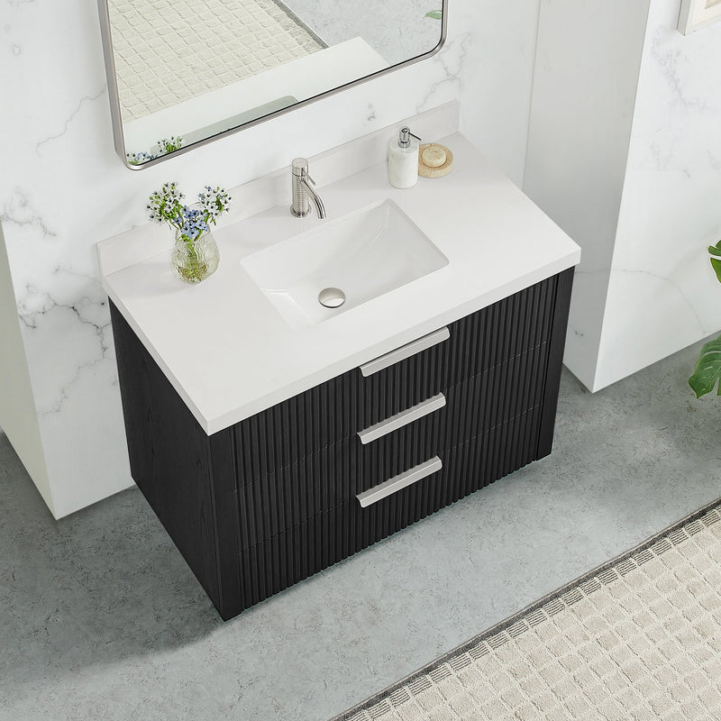 Vinnova 704942-OK-PQ Santarem 42" Single Bath Vanity in Oak Weathered Black