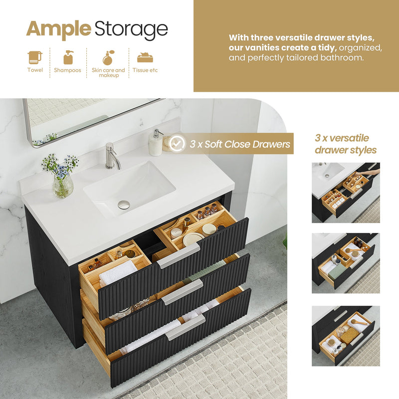 Vinnova 704942-OK-PQ Santarem 42" Single Bath Vanity in Oak Weathered Black