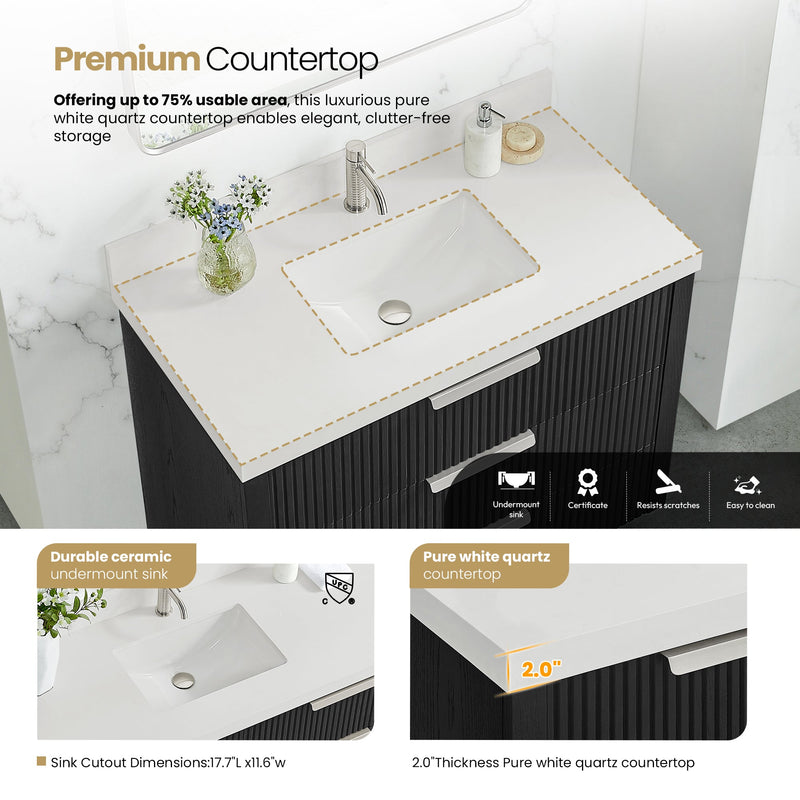 Vinnova 704942-OK-PQ Santarem 42" Single Bath Vanity in Oak Weathered Black