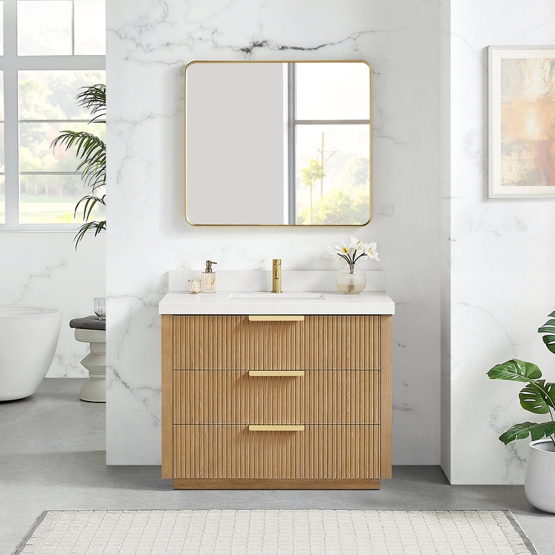 Vinnova 704942-WA-PQ Santarem 42" Single Bath Vanity in Washed Ash Grey
