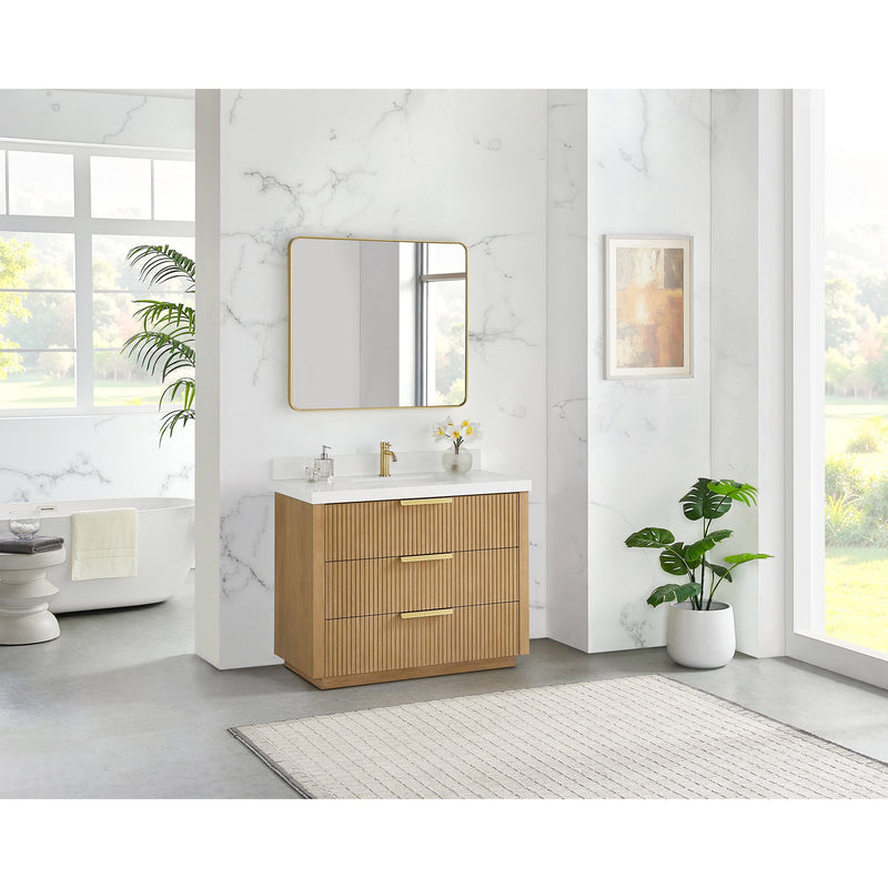 Vinnova 704942-WA-PQ Santarem 42" Single Bath Vanity in Washed Ash Grey
