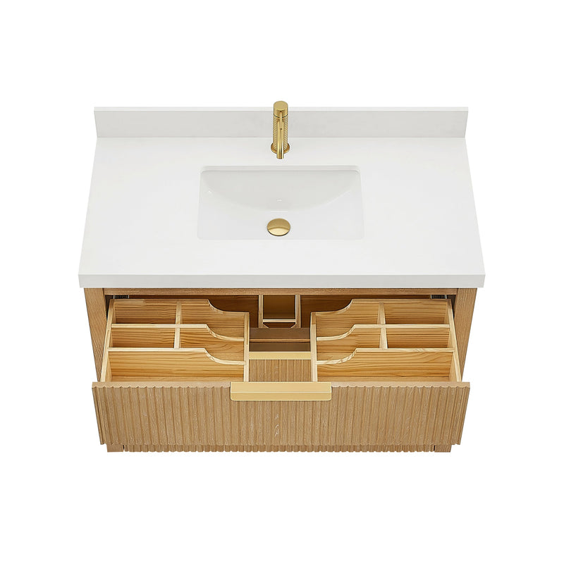 Vinnova 704942-WA-PQ Santarem 42" Single Bath Vanity in Washed Ash Grey