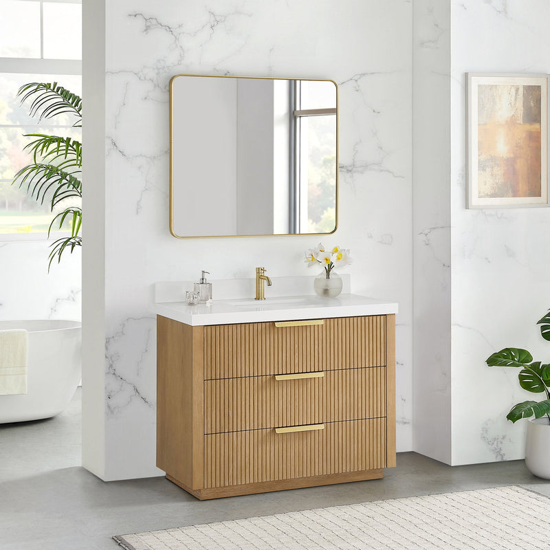 Vinnova 704942-WA-PQ Santarem 42" Single Bath Vanity in Washed Ash Grey