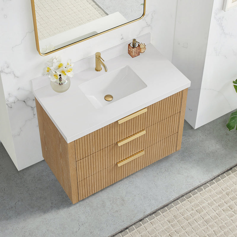Vinnova 704942-WA-PQ Santarem 42" Single Bath Vanity in Washed Ash Grey