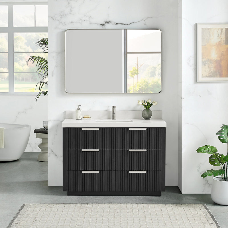 Vinnova 704948-OK-PQ Santarem 48" Single Bath Vanity in Oak Weathered Black
