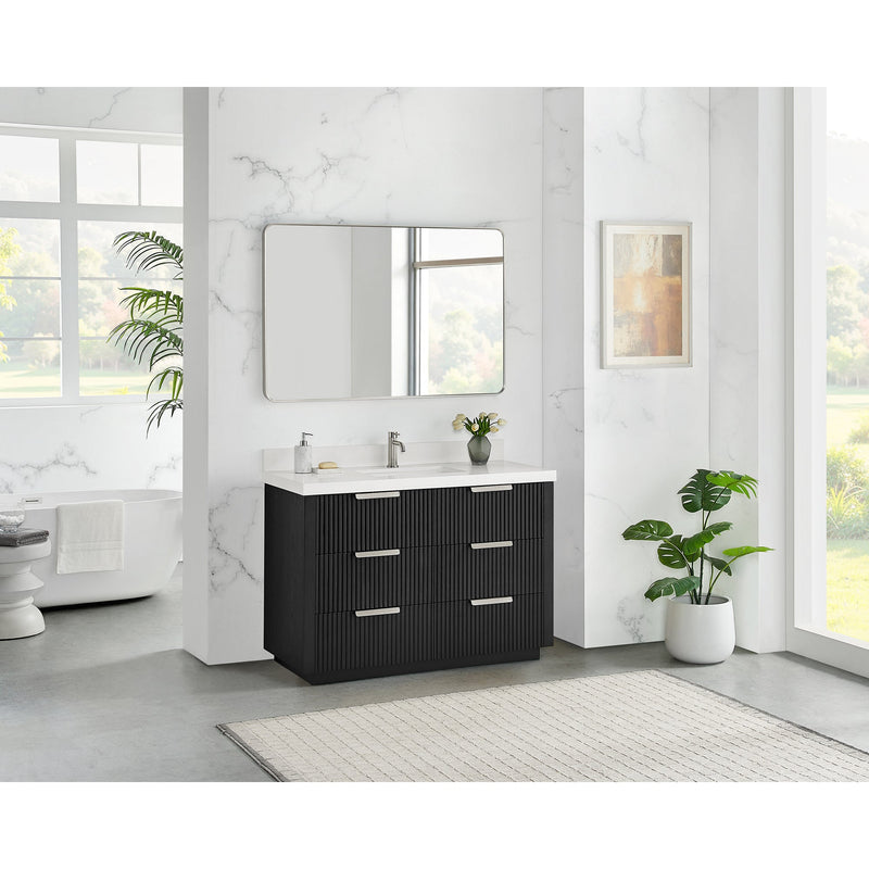 Vinnova 704948-OK-PQ Santarem 48" Single Bath Vanity in Oak Weathered Black