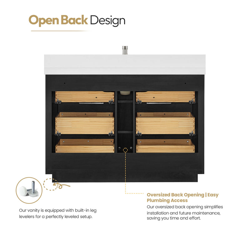 Vinnova 704948-OK-PQ Santarem 48" Single Bath Vanity in Oak Weathered Black