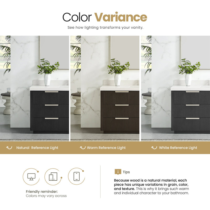 Vinnova 704948-OK-PQ Santarem 48" Single Bath Vanity in Oak Weathered Black