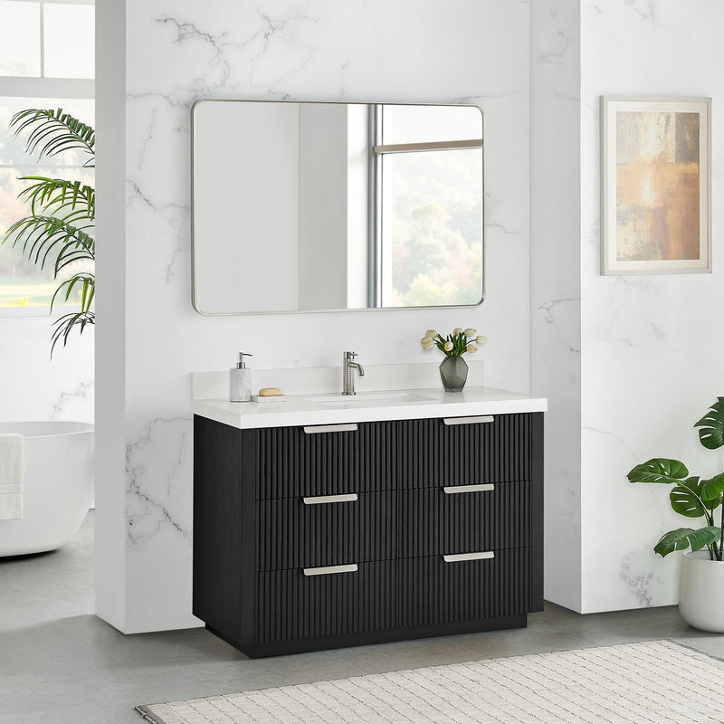 Vinnova 704948-OK-PQ Santarem 48" Single Bath Vanity in Oak Weathered Black