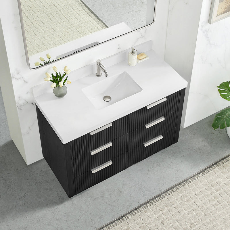 Vinnova 704948-OK-PQ Santarem 48" Single Bath Vanity in Oak Weathered Black