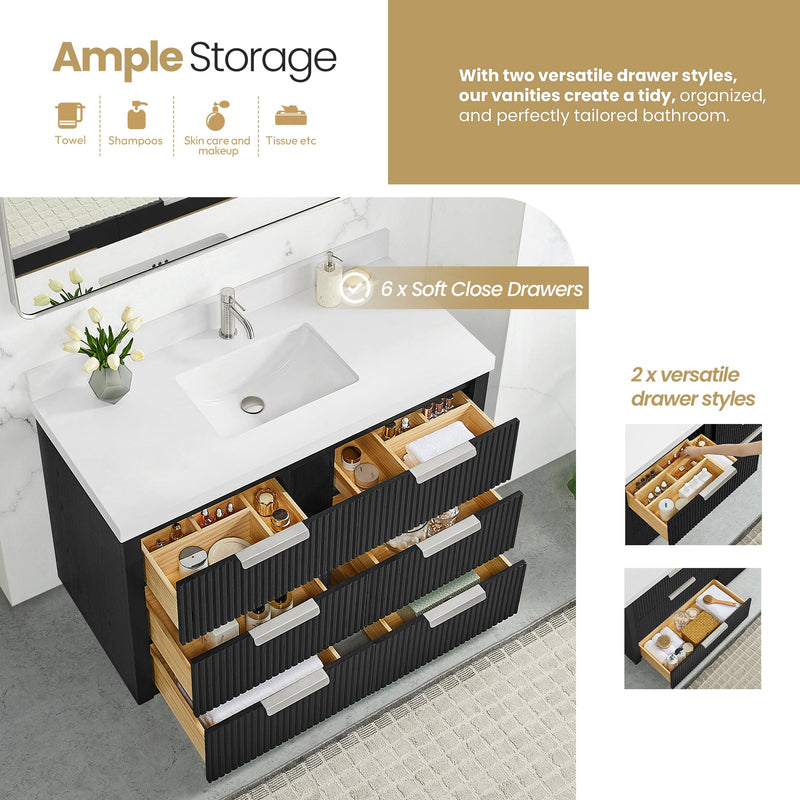 Vinnova 704948-OK-PQ Santarem 48" Single Bath Vanity in Oak Weathered Black