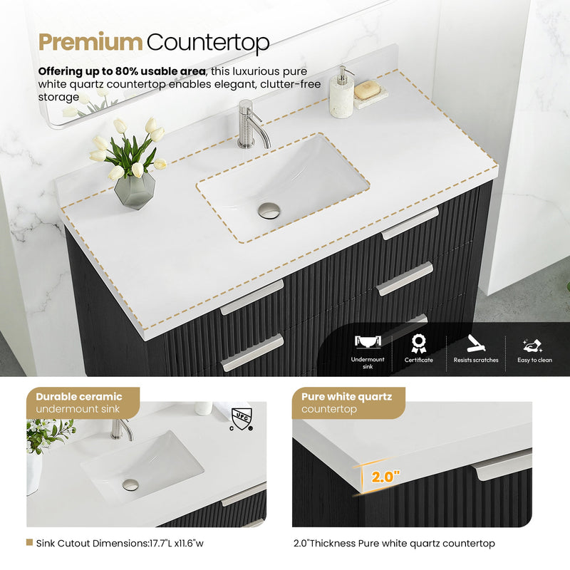 Vinnova 704948-OK-PQ Santarem 48" Single Bath Vanity in Oak Weathered Black