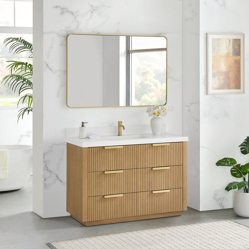 Vinnova 704948-WA-PQ Santarem 48" Single Bath Vanity in Washed Ash Grey