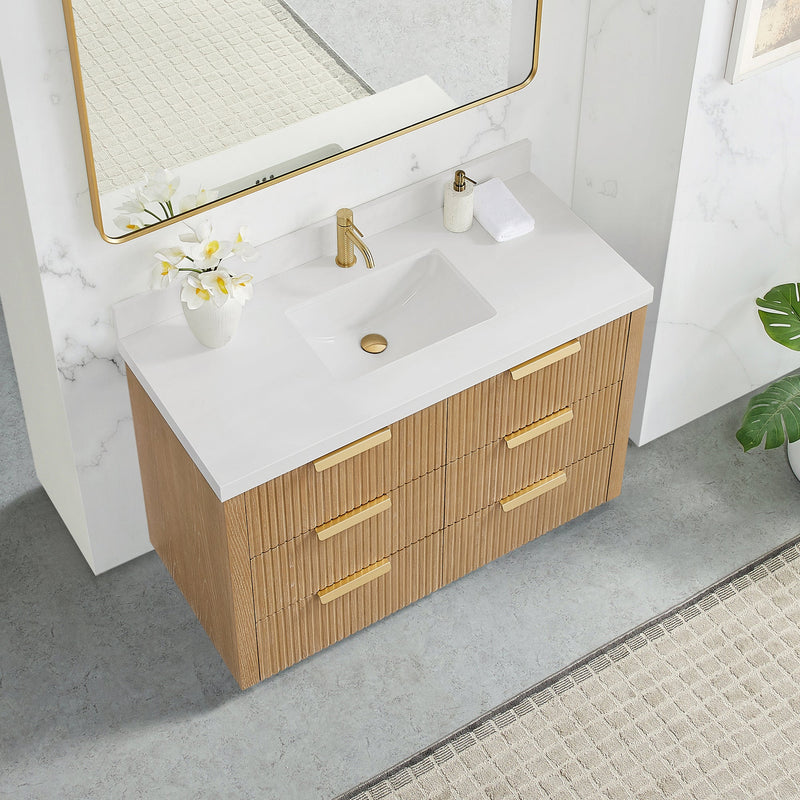Vinnova 704948-WA-PQ Santarem 48" Single Bath Vanity in Washed Ash Grey