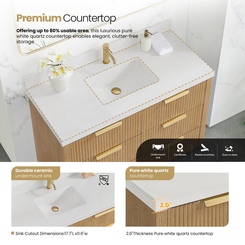Vinnova 704948-WA-PQ Santarem 48" Single Bath Vanity in Washed Ash Grey