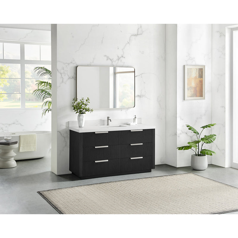 Vinnova 704960-OK-PQ Santarem 60" Single Bath Vanity in Oak Weathered Black