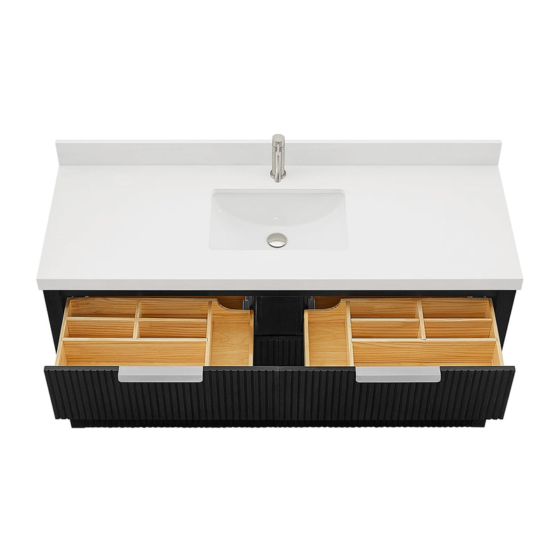 Vinnova 704960-OK-PQ Santarem 60" Single Bath Vanity in Oak Weathered Black