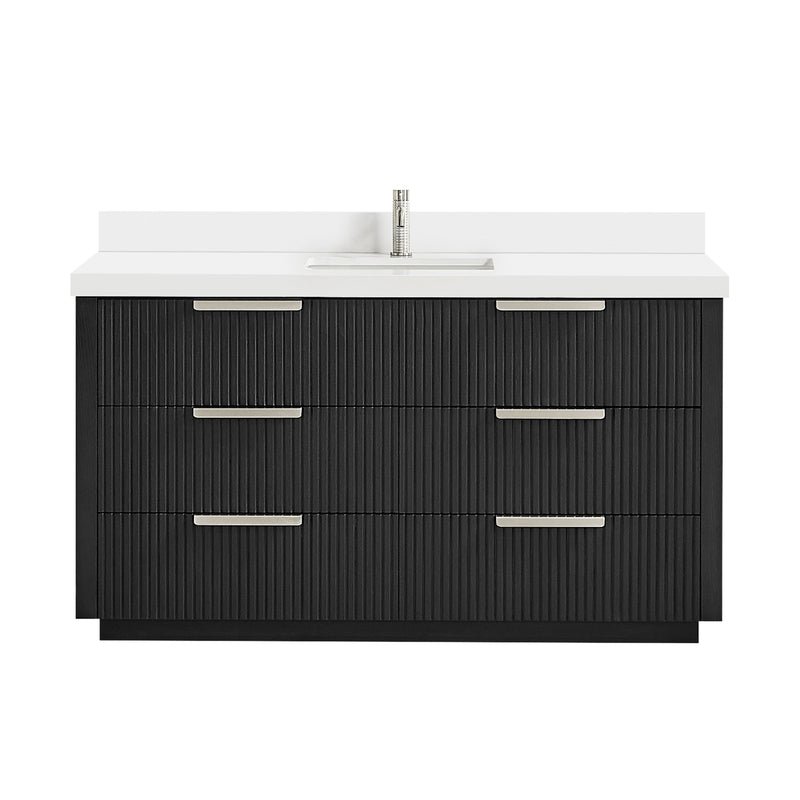 Vinnova 704960-OK-PQ Santarem 60" Single Bath Vanity in Oak Weathered Black