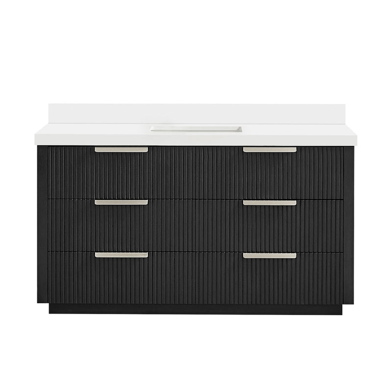 Vinnova 704960-OK-PQ Santarem 60" Single Bath Vanity in Oak Weathered Black