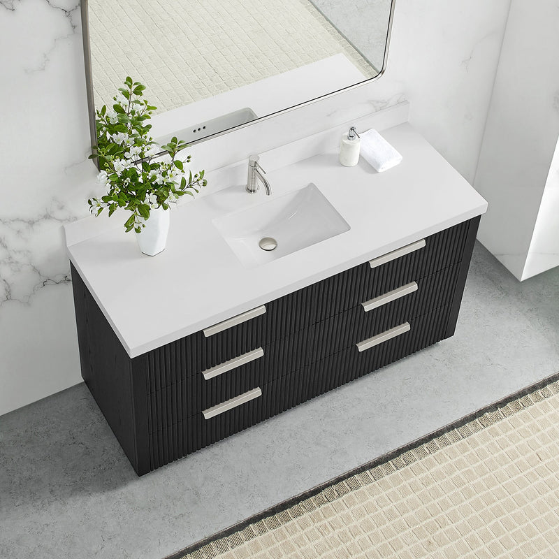 Vinnova 704960-OK-PQ Santarem 60" Single Bath Vanity in Oak Weathered Black