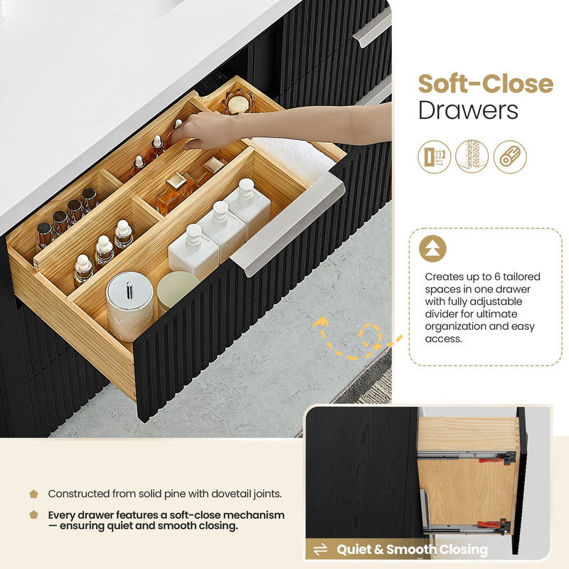 Vinnova 704960-OK-PQ Santarem 60" Single Bath Vanity in Oak Weathered Black