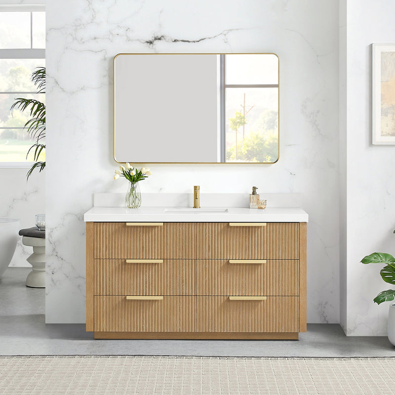 Vinnova 704960-WA-PQ Santarem 60" Single Bath Vanity in Washed Ash Grey