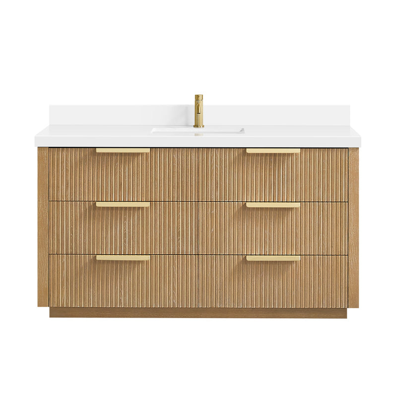 Vinnova 704960-WA-PQ Santarem 60" Single Bath Vanity in Washed Ash Grey