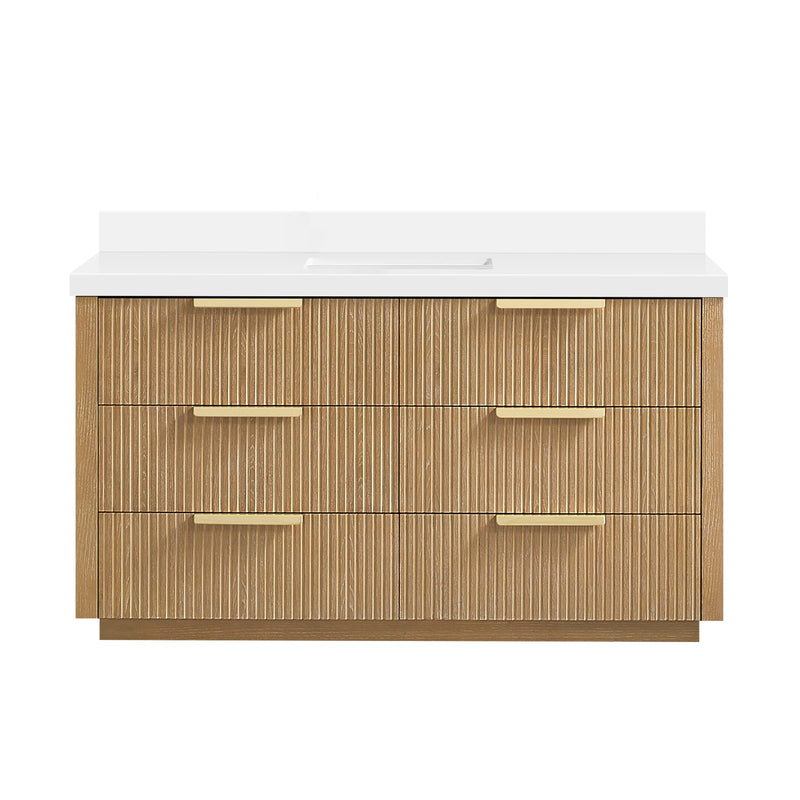 Vinnova 704960-WA-PQ Santarem 60" Single Bath Vanity in Washed Ash Grey