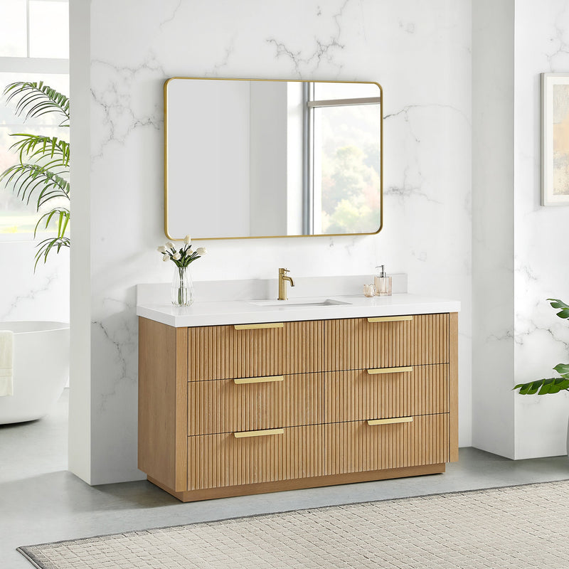 Vinnova 704960-WA-PQ Santarem 60" Single Bath Vanity in Washed Ash Grey