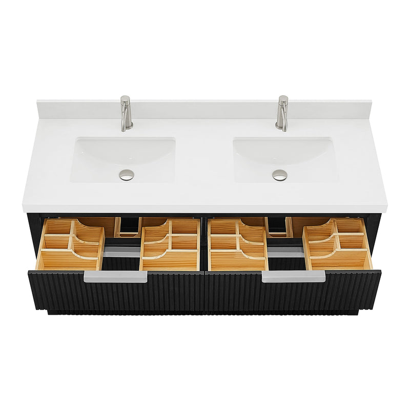 Vinnova 704960M-OK-PQ Santarem 60M" Double Bath Vanity in Oak Weathered Black