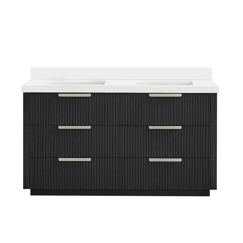 Vinnova 704960M-OK-PQ Santarem 60M" Double Bath Vanity in Oak Weathered Black