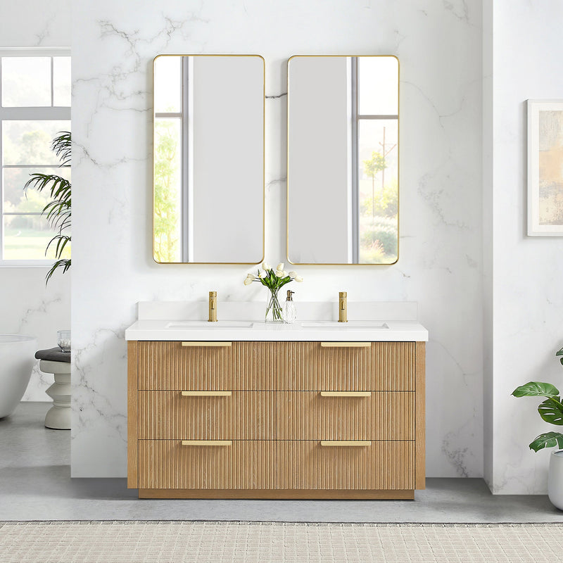 Vinnova 704960M-WA-PQ Santarem 60M" Double Bath Vanity in Washed Ash Grey