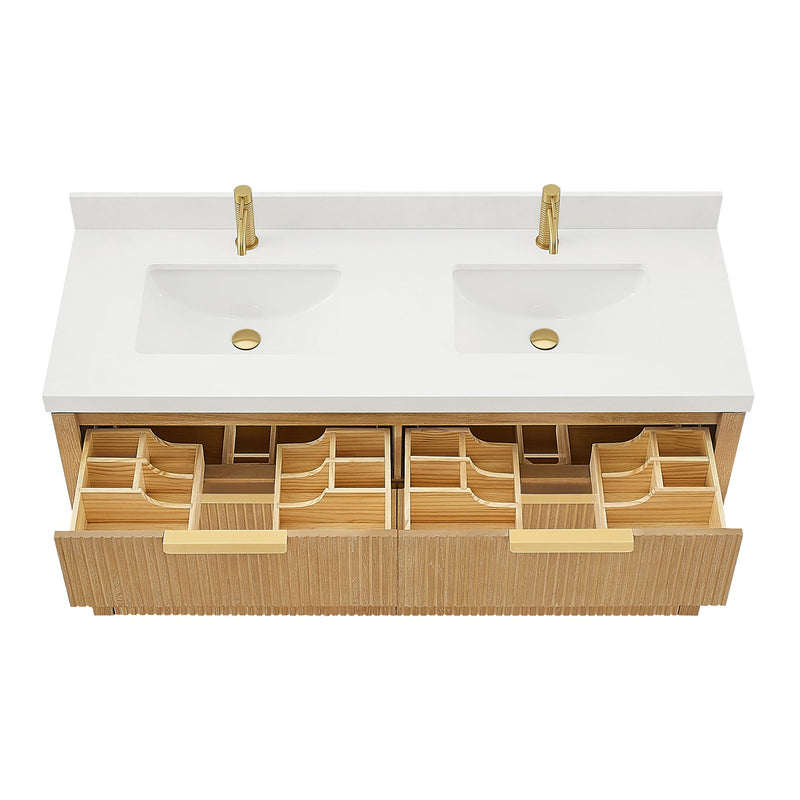 Vinnova 704960M-WA-PQ Santarem 60M" Double Bath Vanity in Washed Ash Grey